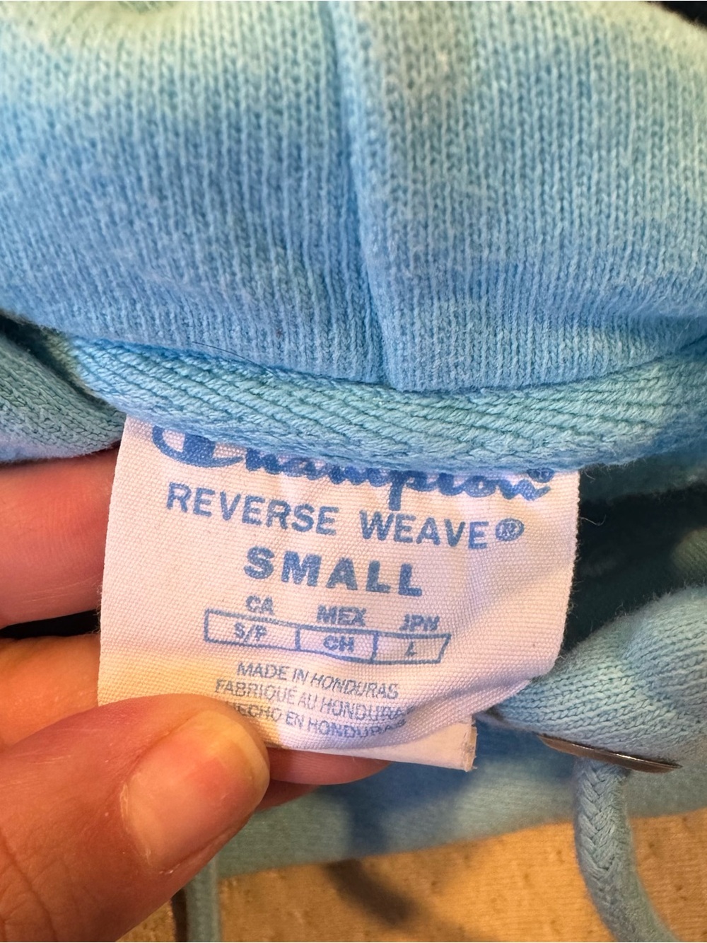 Champion Light Blue Pullover Hoodie with Sleeve Graphics. Size S - Picture 3 of 3